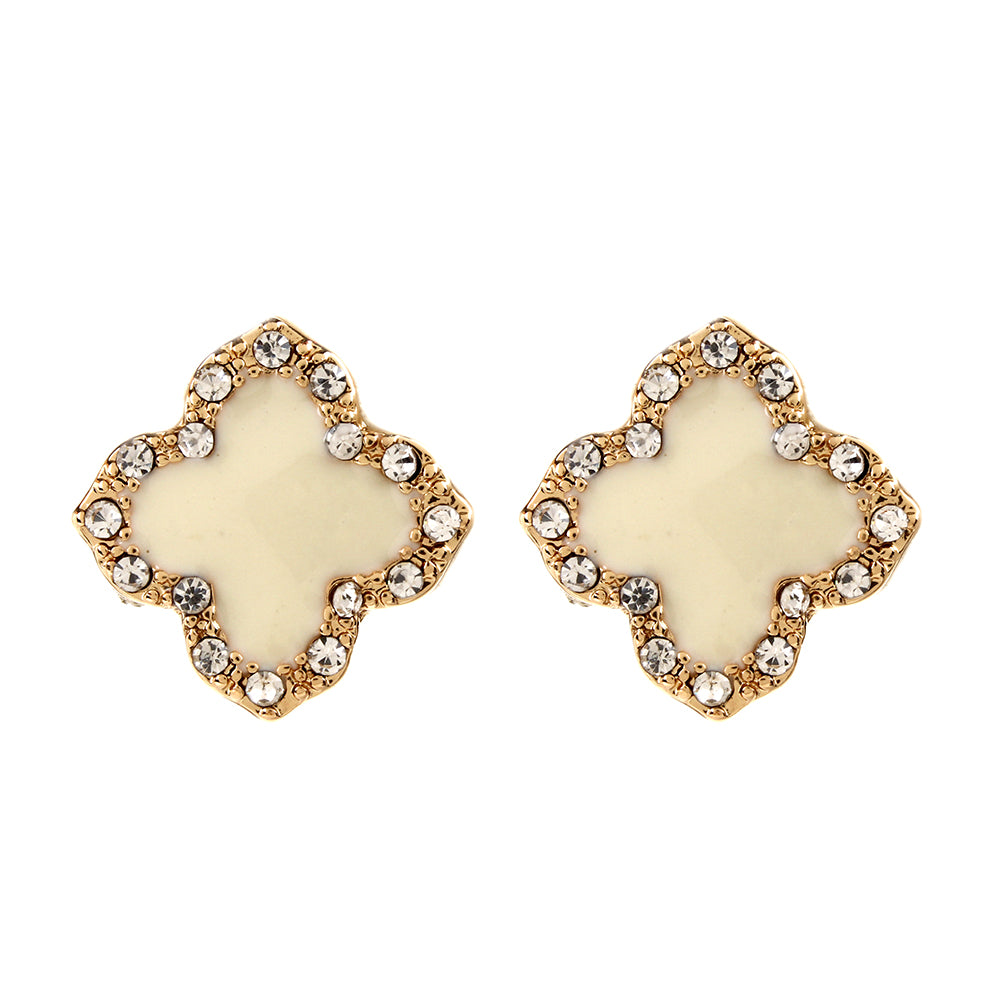 Amrita Singh Enamel Clover Stud Earring Ivory