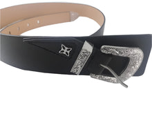 BCBGeneration Western Buckle Faux Leather Belt Black