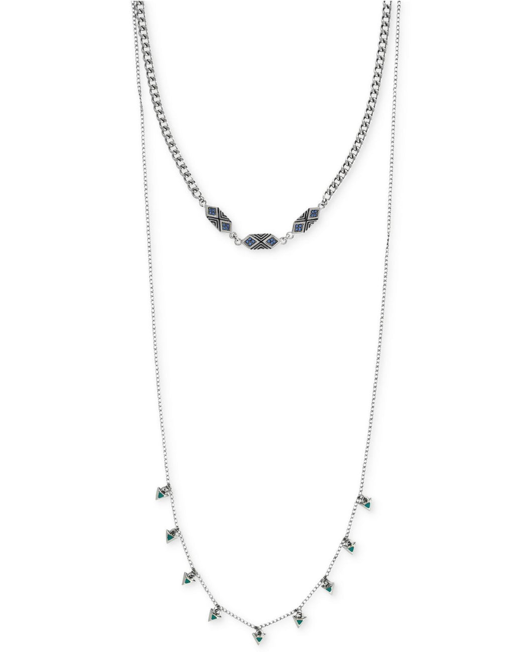 BCBGeneration Women's Metallic Silver-tone Geometric Accent High-low Necklace
