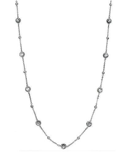 Charter Club Women's Metallic Silver-tone Clear Channel Long Necklace