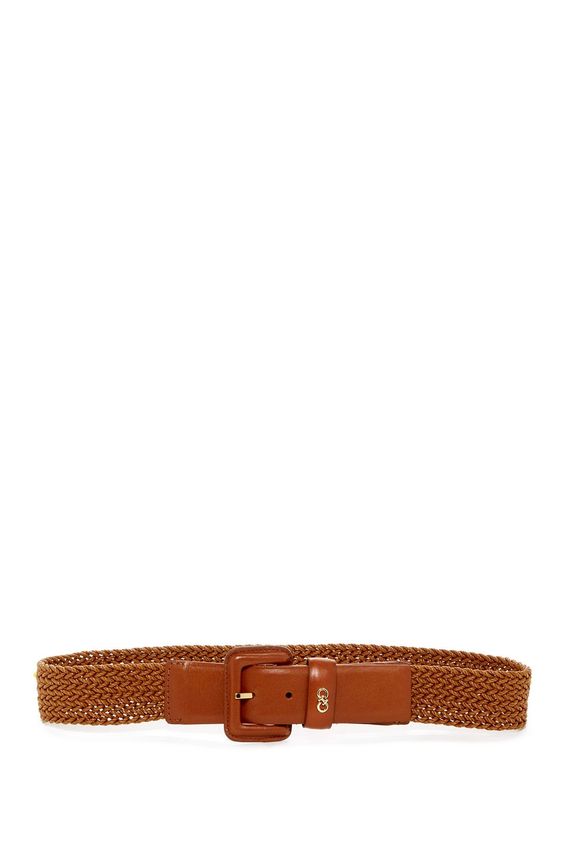 Cole Haan Women's Genuine Leather & Wax Cord Woven Belt