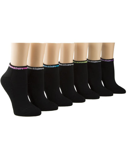 Calvin Klein Women's 7-Pk. Logo Cushioned Liner Socks Black
