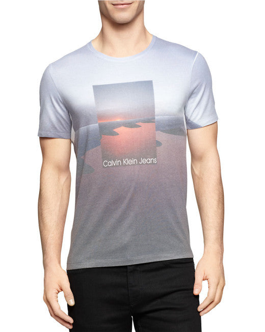 Calvin Klein Jeans Gray Modern Fit Plane Sublimation T-Shirt Large