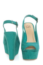 My Delicious Loco Teal Slingback Platform Wedges Size 7.5