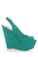 My Delicious Loco Teal Slingback Platform Wedges Size 7.5