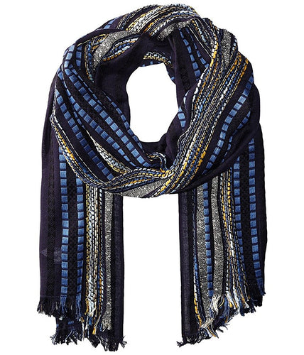 Echo Woven Trail Oblong Scarf Navy OS