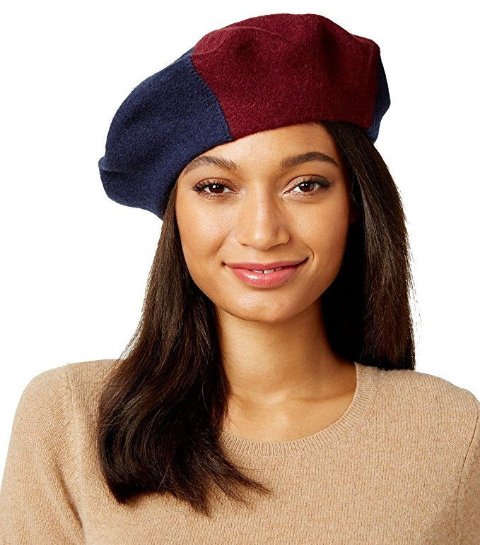 Inc International Concepts Women's Colorblock Beret, Navy, One Size