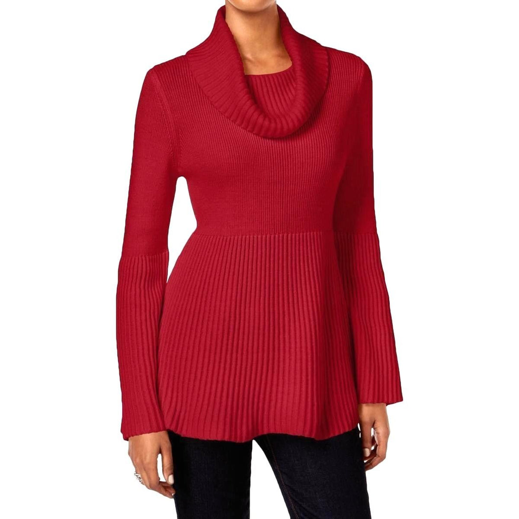 Style & Co Petite Bell-Sleeve Babydoll Sweater New Red Amore