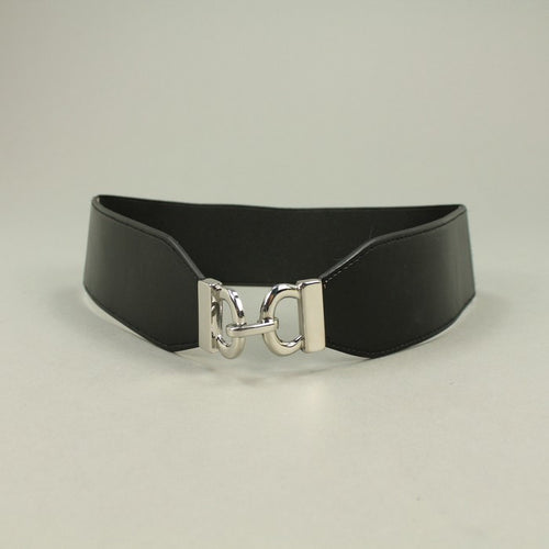 Style&co Solid Black Stretch Waist Wide Buckle Size M/L