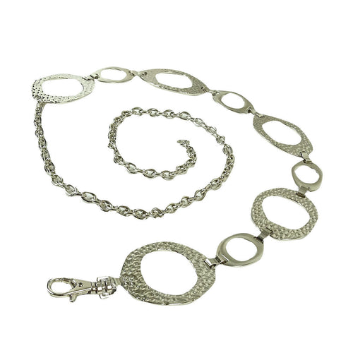 Style & Co. Women's Oval Hammered Chain Belt Nickel