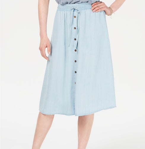Style & Co Chambray Button-Front Midi Skirt X-Large