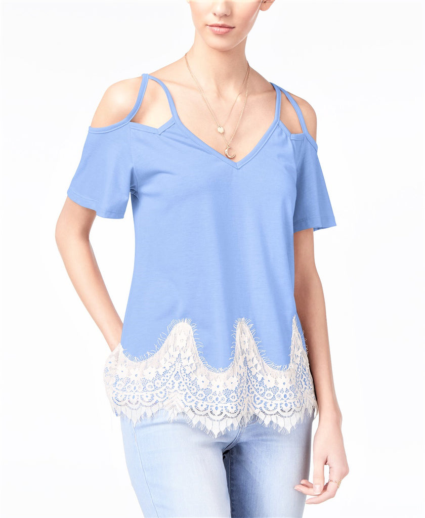 Chambray cold shoulder top deals