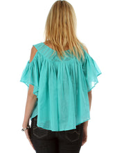 Minuet Women's Flared Open Shoulder Top With Chevron Detail Small Mint