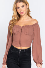 Off Shoulder Smocking Woven Top