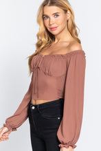 Off Shoulder Smocking Woven Top