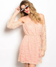 Rachel Kate Off-the-Shoulder Lace Peach Salmon Dress