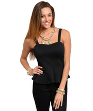 Popular Basics Womens Peplum Black Top