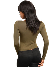 Point Womens Peek a Boo Olive Top Large