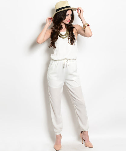 The Hanger Womens Spaghetti Strap White Jumpsuit Small