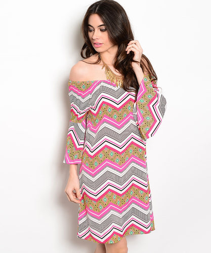 Miin Off-the Shoulder Printed Dress