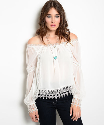 Alythea Womens Off-the-Shoulder Long Sleeve Blouse Small