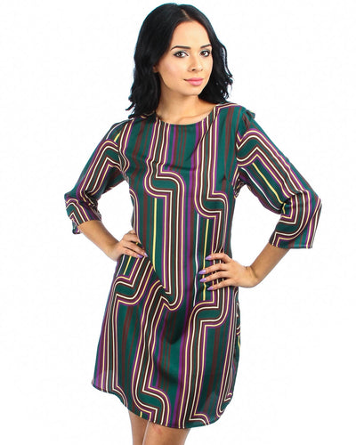 My Beloved Retro Quarter Sleeve Dress With Tied Criss-Cross Open Back