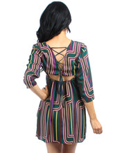 My Beloved Retro Quarter Sleeve Dress With Tied Criss-Cross Open Back