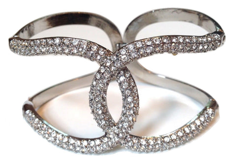 MCY Cara Silver-Tone Pave Cuff Bracelet