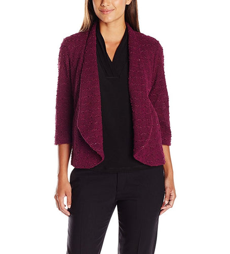 Alfred Dunner Petite Veneto Valley Sequin Boucle Jacket 12P