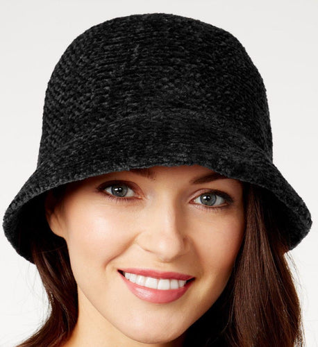 August Hats Crochet Classic Chenille Cloche Black