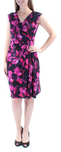 American Living Floral-Print Surplice Dress Blk/Plm/Mu Size 4