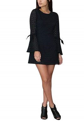 Avec Les Filles Cotton Eyelet Bell-Sleeve Mini Dress M