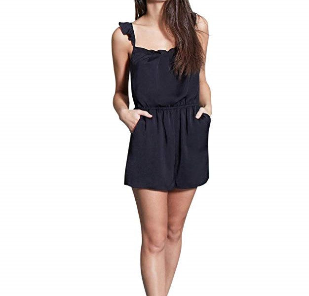 Avec Les Filles Ruffle-Strap Romper Black XS