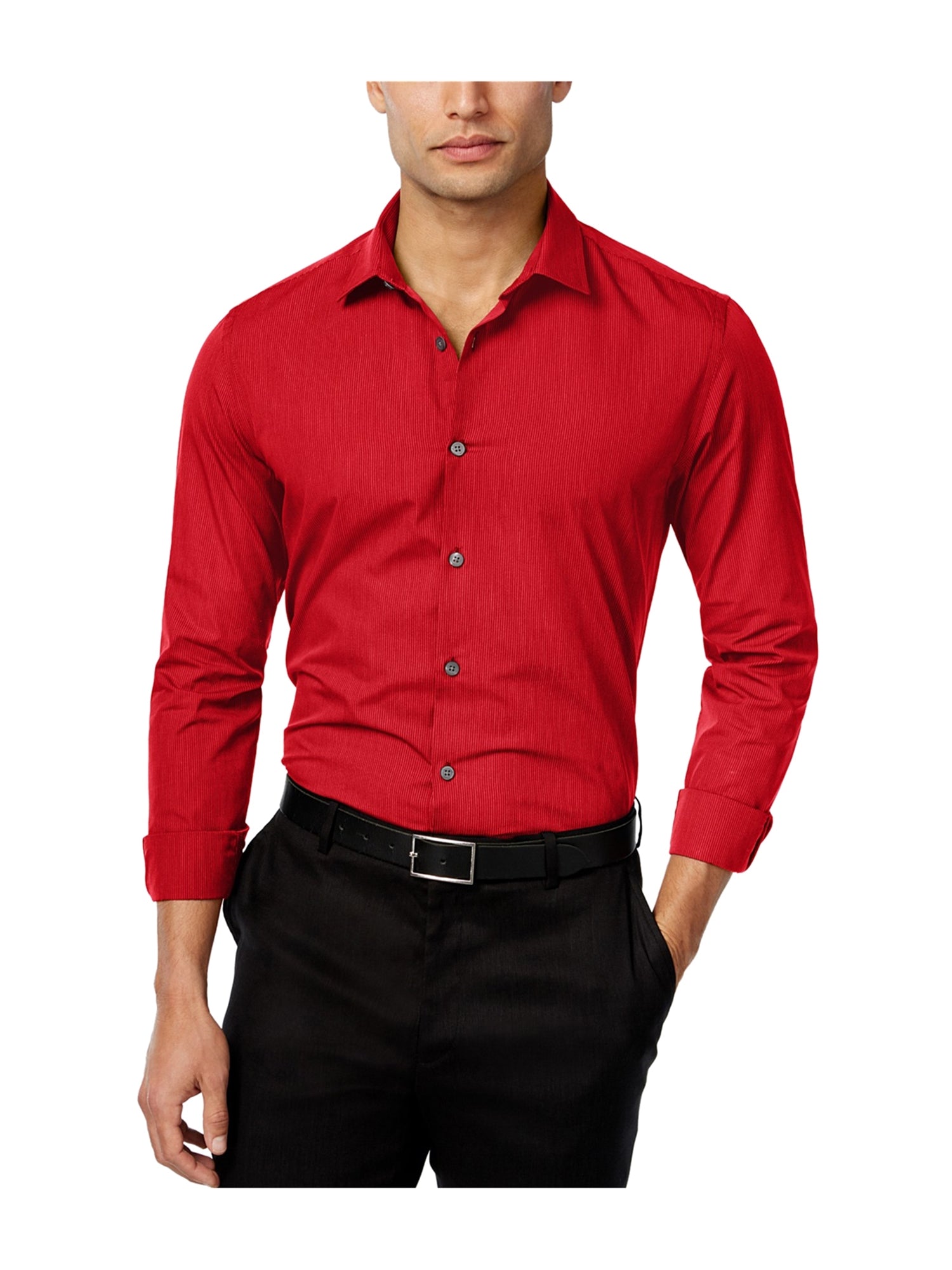 Alfani Mens Slim Fit Pinstriped Woven Dress Shirt Large Shoppers Galore