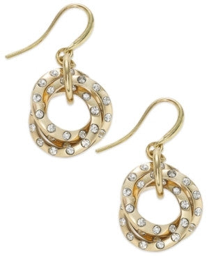 Alfani Gold Tone Crystal Knot Drop Earrings