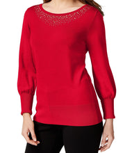 Alfani Womens Knit Embellished Pullover Sweater