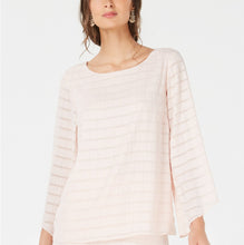 Alfani Petite Textured Angel Sleeve Top Silver Peony PL