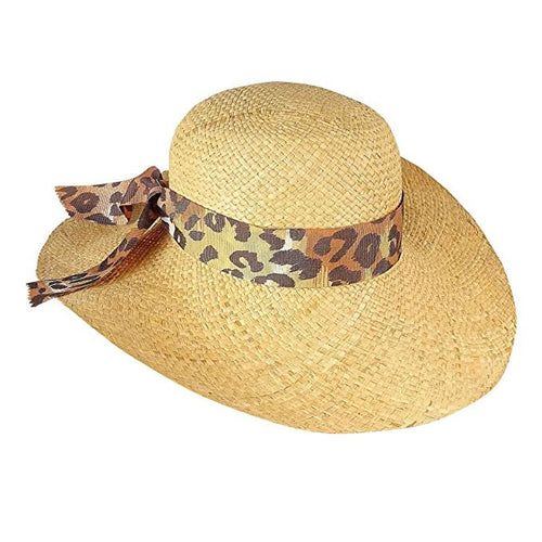 Aqua Women's Grosgrain Trim Floppy Straw Hat