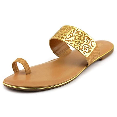 Bar III Vienna Flat Toe Thong Sandals Dark Tan Size 7M