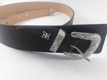 BCBGeneration Western Buckle Faux Leather Belt Black