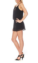 BCX Juniors Hardware-Trim Faux Wrap Romper Black XS