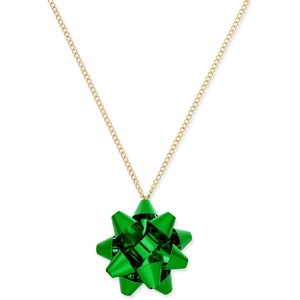 Holiday Arcade Bow Pendant Necklace Green