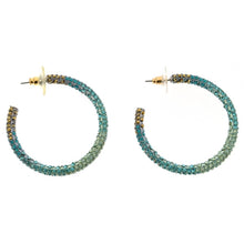 c.A.K.e. by Ali Khan Silver-Tone Turquoise Crystal Encrusted Hoop Earrings