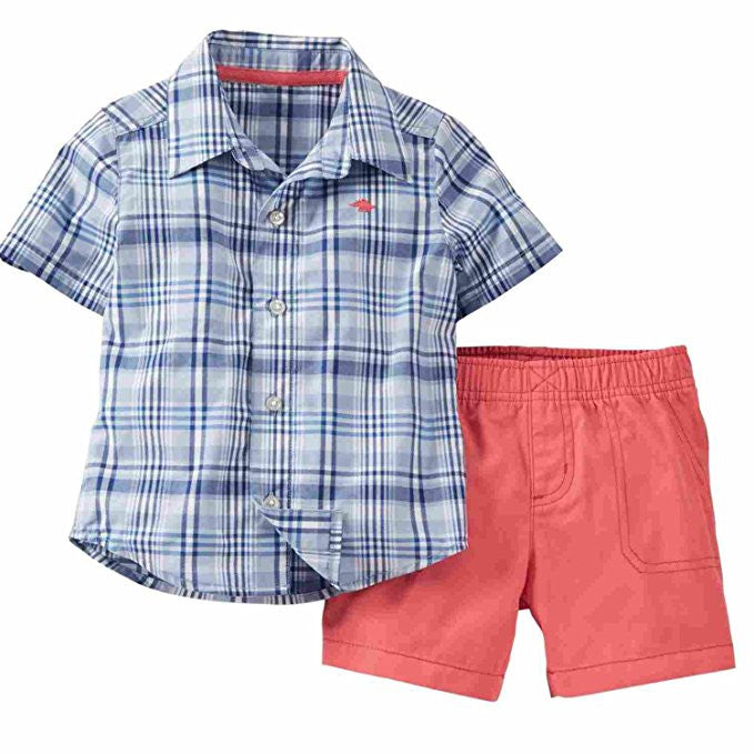 Carter's Baby Boys' 2-Piece Plaid Shirt & Shorts