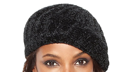 Charter Club Chenille Shaker Beret Hat Black OS