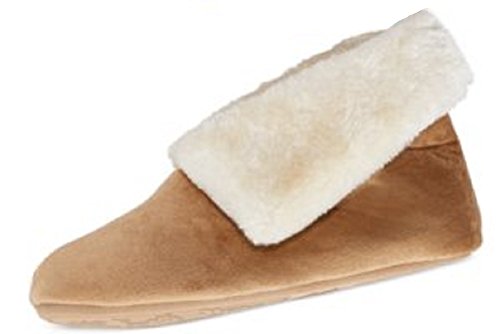 Charter Club Women's Microfiber Velour Bootie Slipper Tan S (5-6)