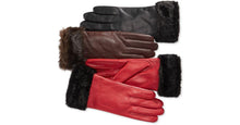 Charter Club Faux Fur-Cuff Leather Tech Gloves Black XL
