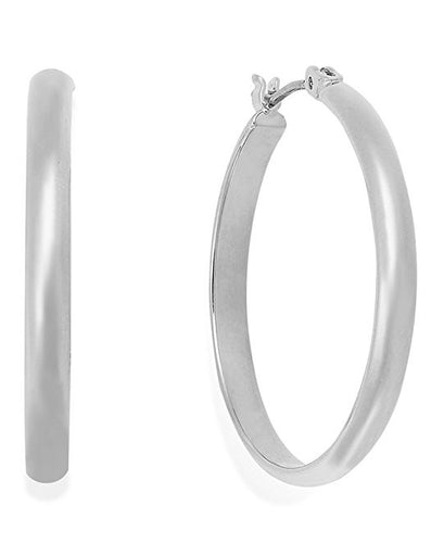 Charter Club Silver-Tone Medium Band Hoop Earrings
