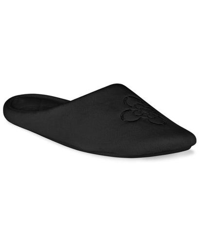 Charter Club Women's Microvelour Logo Clog Memory Foam Slippers Black