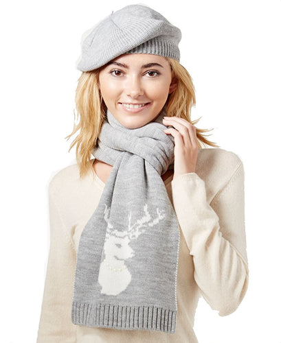 Charter Club Embellished 2-Pc. Scarf & Hat Gift Set Grey, One Size